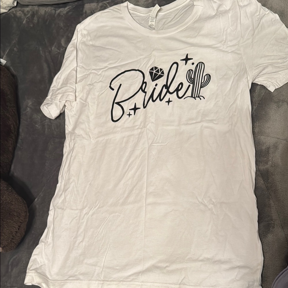 White Bride T-Shirt with Black Print